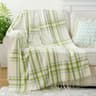 Orange Plaid Throw Blanket Lightweight Fall Sofa Blanket With Tassels 50 X 60 Inch 6