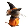 Handmade Wool Felt Mouse Figurine With Pumpkin For Halloween And Christmas Decor 6
