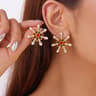 Christmas Snowflake Stud Earrings With Crystal Zircon And Pearl Dangle 6