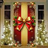 Red Gold Christmas Door Cover With Bow Holiday Door Banner 5
