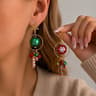 Christmas Light Bulb Drop Earrings With Rhinestone Bow For Women 12