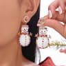 Rhinestone Snowman Christmas Drop Earrings For Women 8
