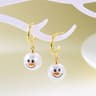 White Pearl Snowman Drop Earrings With Rhinestone Snowflake Christmas Design 6