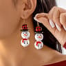 Wooden Santa And Snowman Christmas Dangle Earrings 8