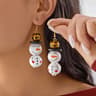 Wooden Santa And Snowman Christmas Dangle Earrings 6