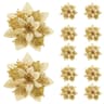 5PCS Pink Glitter Poinsettia Christmas Flowers 55 Inch Tree And Wreath Ornaments 8