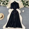 Elegant Patchwork Knitted Maxi Dress With TurnDown Collar 5