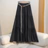 Womens Boho Cotton Linen Midi Skirt Flowy ALine Pleated Summer Skirt 6