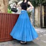 Womens Boho Cotton Linen Midi Skirt Flowy ALine Pleated Summer Skirt 10