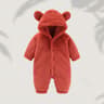 Cozy Fleece Bear Ear Baby Romper  Warm Hooded Winter Jumpsuit For Newborn Boys And Girls 5