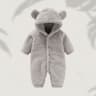 Cozy Fleece Bear Ear Baby Romper  Warm Hooded Winter Jumpsuit For Newborn Boys And Girls 9