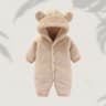Cozy Fleece Bear Ear Baby Romper  Warm Hooded Winter Jumpsuit For Newborn Boys And Girls 7