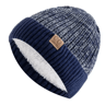 Unisex Two Tone Fur Lined Winter Beanie Warm Knitted Hat For Men Women 8
