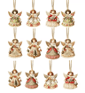 Wooden Angel Christmas Tree Ornaments 2D Angel With Bell Hanging Decor 6 12 24PCS 2