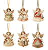 Wooden Angel Christmas Tree Ornaments 2D Angel With Bell Hanging Decor 6 12 24PCS 3