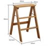 Solid Wood Folding Ladder Chair Thickened Wooden Step Stool And Folding Chair Natural Wood 2