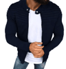 Mens Autumn Sports Casual Jacket Slim Fit Pleated Stripe Zip Up Cardigan Coat 1