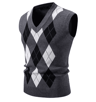 Mens Argyle Knit Vest V Neck Sleeveless Slim Fit Pullover Sweater 5