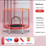 Kids Indoor Bouncy Trampoline Baby Fitness Jumper With Safety Net And Thick Steel Frame 6