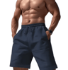 Mens Linen Cotton Elastic Waist Shorts Lightweight Summer Jogging And Basketball Wear 5