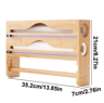 Bamboo Kitchen Organizer Wall Mounted Cling Film And Foil Dispenser With Cutter 2