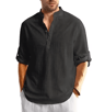 Mens Long Sleeve Henley Shirt Lightweight Cotton Button Tee For Business And Streetwear 7