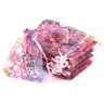 Organza Gift Bags With Drawstring  Colorful Tree Print Jewelry  Party Packaging 100pcs 3