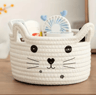 Cat Face Woven Cotton Storage Basket  Cute Home Organizer For Toys Clothes  Pet Supplies 2