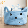 Cat Face Woven Cotton Storage Basket  Cute Home Organizer For Toys Clothes  Pet Supplies 4