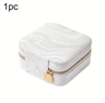 Mini Square Travel Jewelry Box  Portable Zipper Organizer For Rings  Necklaces 2