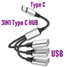 4Port USB TypeC Hub  MultiPort USB Splitter For Fast Data Expansion 3
