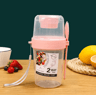 Portable TwoLayer Breakfast  Salad Cup With Fork Oatmeal Yogurt  Bento Lunch Container 3