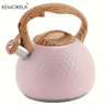 KEMORELA 3L Stainless Steel Whistling Kettle HeatResistant Hammered Teapot With Wooden Handle 3