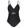 Contrast Mesh OnePiece Swimsuit With VNeck  HighCut Design 6