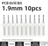 TOOLEYE Micro PCB Drill Bit Set  10pcs Precision CNC Drills 013175mm 18 Shank 12
