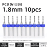 TOOLEYE Micro PCB Drill Bit Set  10pcs Precision CNC Drills 013175mm 18 Shank 13