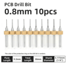 TOOLEYE Micro PCB Drill Bit Set  10pcs Precision CNC Drills 013175mm 18 Shank 23