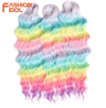 FASHION IDOL 24Inch Ombre Rainbow Water Wave Crochet Hair Synthetic Deep Wave Braiding Extensions 21