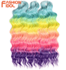 FASHION IDOL 24Inch Ombre Rainbow Water Wave Crochet Hair Synthetic Deep Wave Braiding Extensions 24
