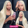 250 Density Blonde 613 Straight Brazilian Human Hair Lace Front Wig 13x6 HD 1