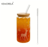 Christmas Beer Can Glass Cup With Lid And Straw 480 Ml Holiday Coffee And Drink Tumbler 1 To 4 PCS 4