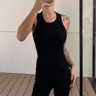 Solid Fitted Round Neck Knit Tank Top For Effortless Summer Style 3