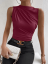 Mock Neck Ruched Sleeveless Tank Top  Summer 2024 Y2K Street Style 1