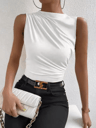 Mock Neck Ruched Sleeveless Tank Top  Summer 2024 Y2K Street Style 2