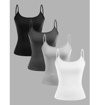 4Piece Womens Solid Color Camisole Set  Summer Strap Basic Sleeveless Tank 3