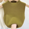 Knitted Cropped Half Turtleneck Tank  Solid Color Sleeveless Sweater Cami For Women 2