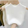 Knitted Cropped Half Turtleneck Tank  Solid Color Sleeveless Sweater Cami For Women 7