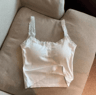White Lace Knit Cropped Camisole With Chest Pad  Y2K Cute Summer Tank For Women 1