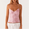 Y2K Sequin Halter Crop Top With Pearl  Rhinestone Detail  Summer Party Cami 2