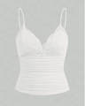 Contrast Lace Bow Front Crop Cami Y2K Backless Grunge Punk Top For Women 3